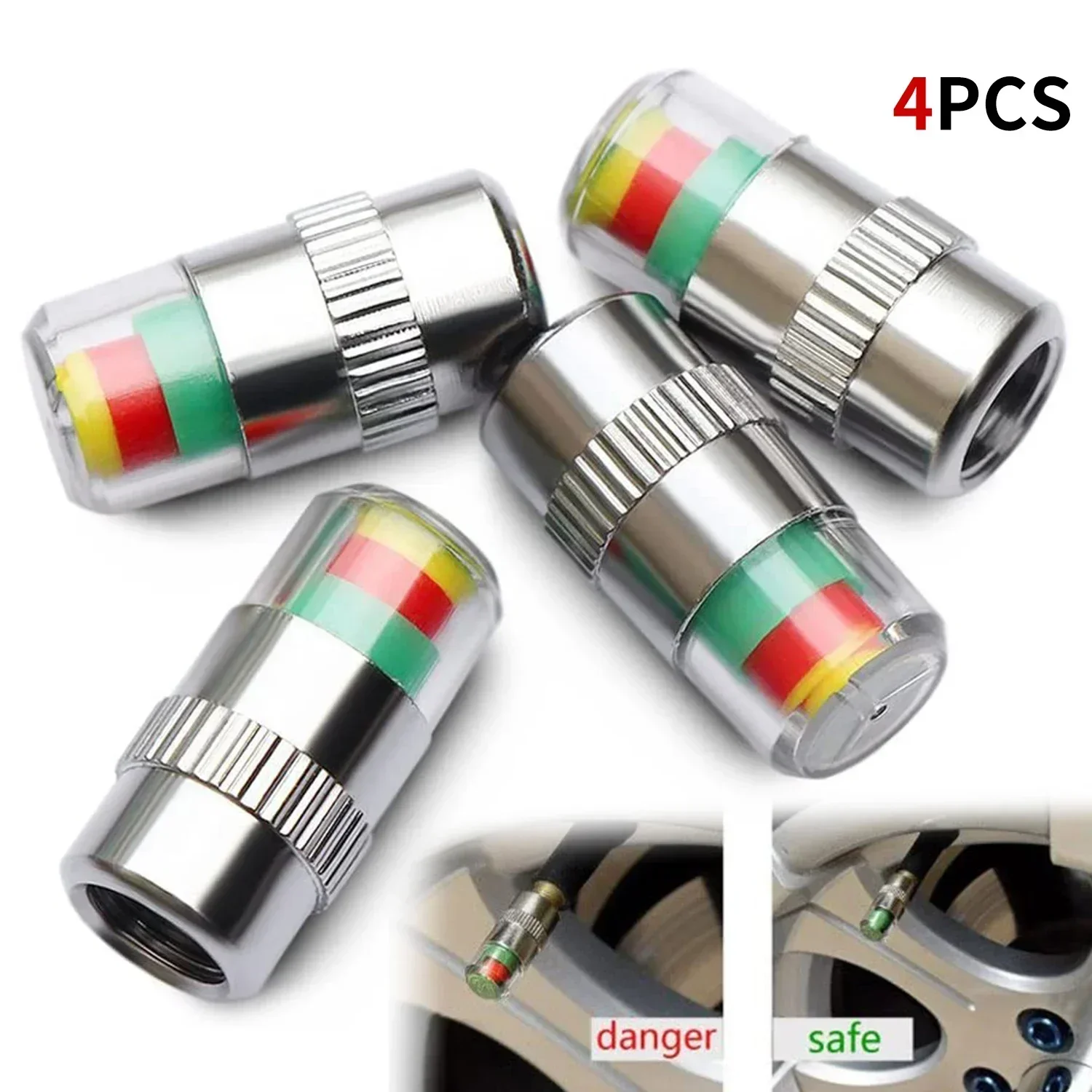 Tyre Pressure Gauge - 4/8PCS Car Tire Valve Caps with