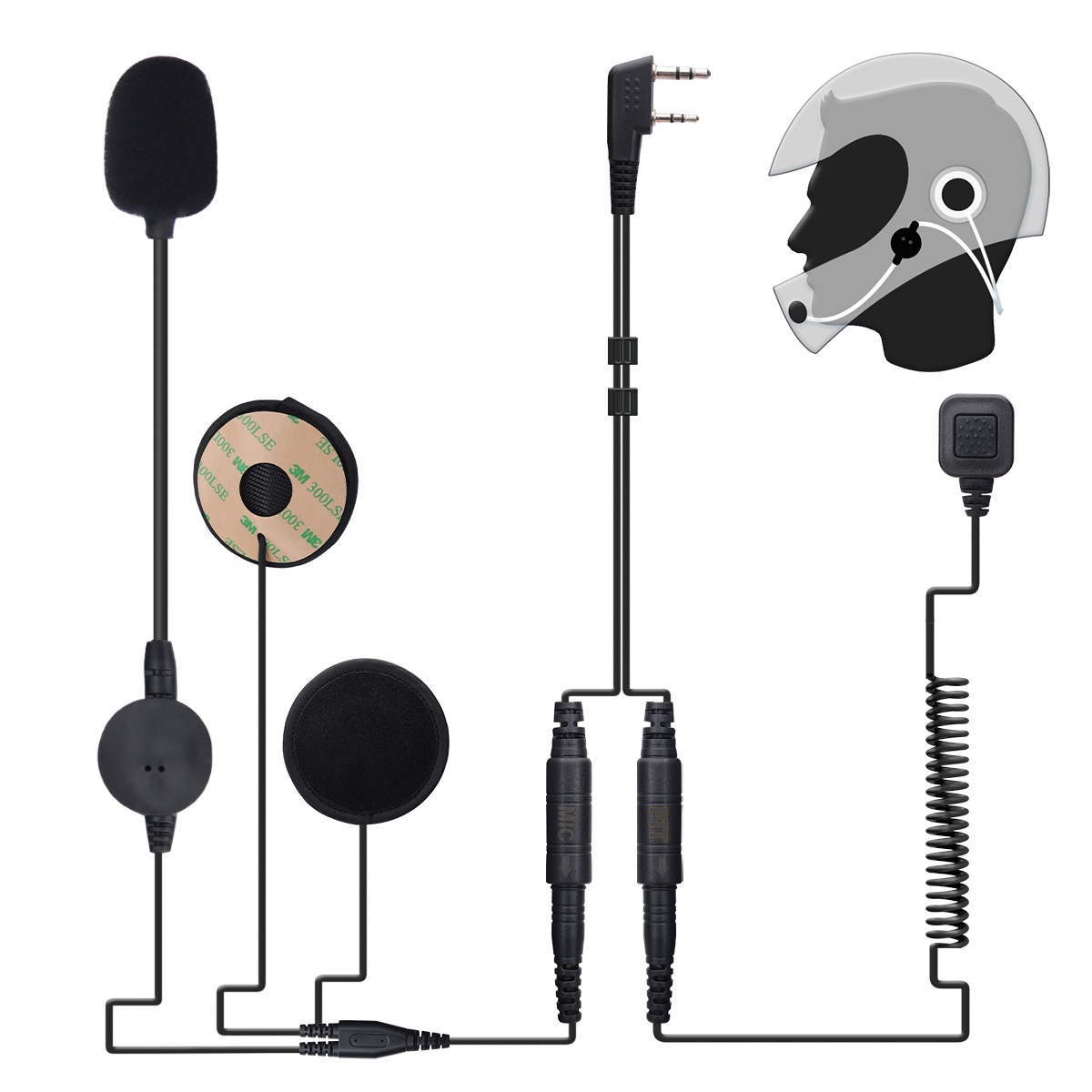 Intercom Headset Helmet - ABBREE Motorcycle Helmet Headset 2-Pin Two